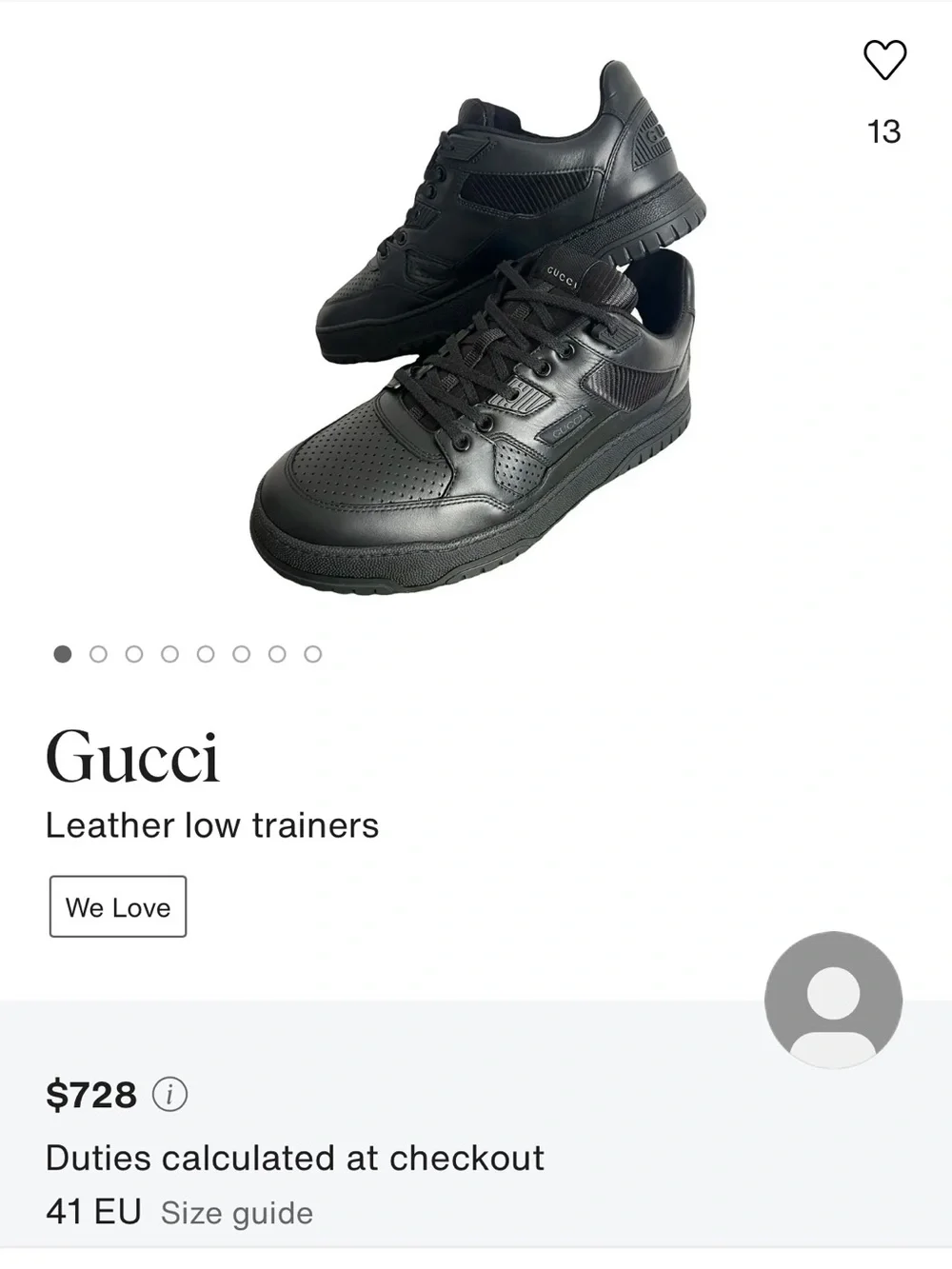 Gucci Men’s Black Leather Low-Top Sneakers